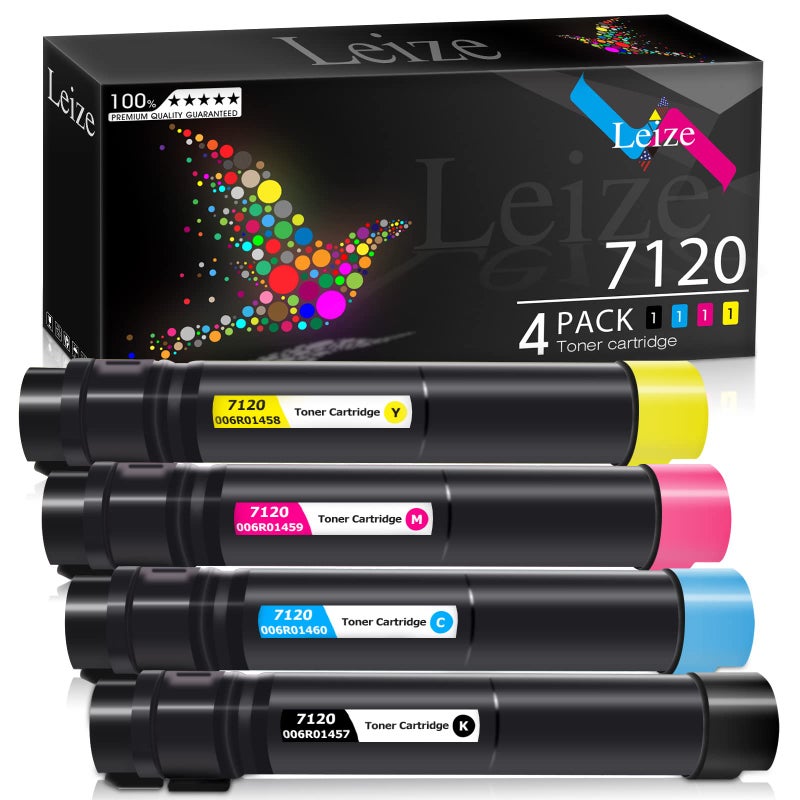 Leize Compatible WorkCentre 7120 7125 7220 7225 Toner Cartridge Replacement for 006R01457 006R01458 006R01459 006R01460, Black 22,000 & Color 15,000 Pages [KCMY-4PACK] - Image 1